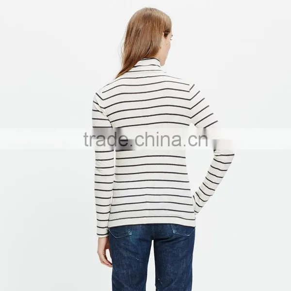 Slim Turtleneck Top in Cento Stripe Ladies t Shirt photo-3