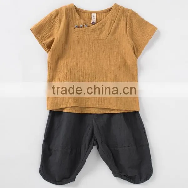 Zm35673a Wholesale Baby Kid Clothes Casual Chinese Style Boys Shirt and Pant Set photo-2