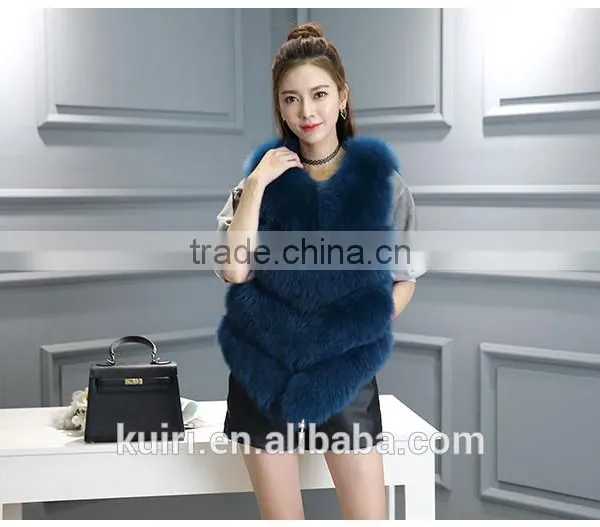 2016 New Arrival Full Pelt Fox Fur Gilet Women Fashion Whole Skin Fox Fur Vest Factory Wholesale Retail OEM Low Discount photo-4