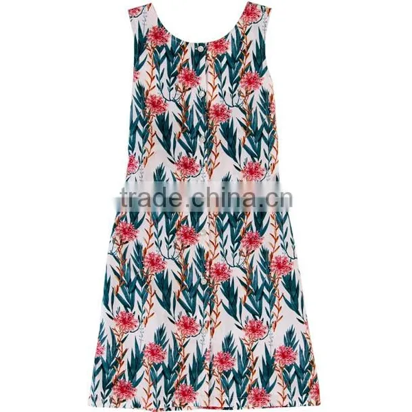 High Quality Summer Flower Printed Mother Daughter Matching Dress photo-3