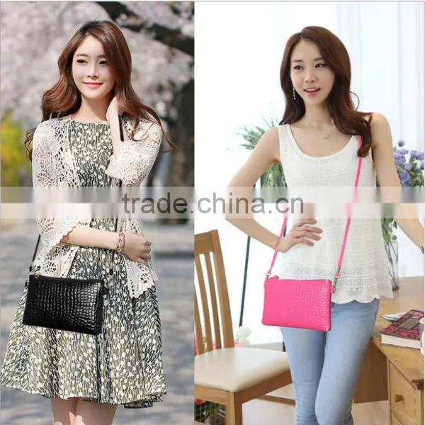 Korean Fashion Single Shoulder pu Leather Crocodile Lady Women's Shopping Hand Bag photo-6