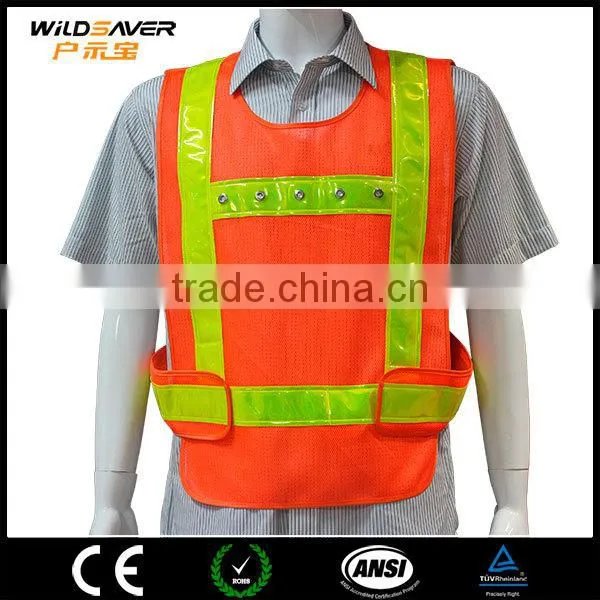 Orange Waistcoat Waterproof Relfective Workwear LED Security Shirt photo-4