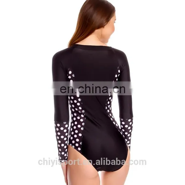 Sun-protective Rash Guard Printed V-neck Long Sleeves One-piece Rashguard photo-4