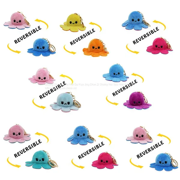 New Octopus Keychain Fashion Stuffed Two Sides Octopus Keychain and Turn Over Bag Pendant Plush Animal Keychains photo-4