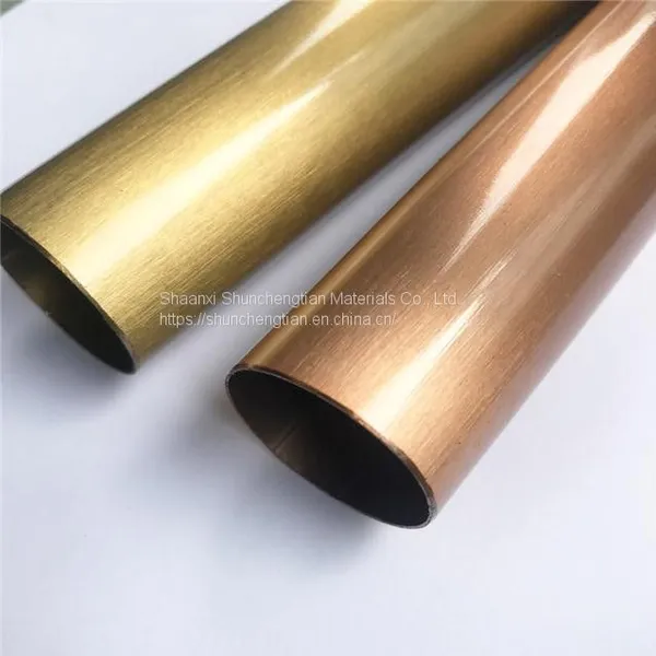201 304 Golden Color Hairline Stainless Steel Pipe photo-3