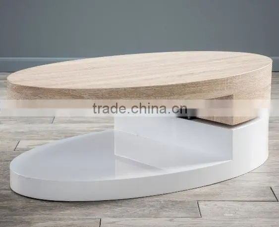 Three Layers Square Rotating MDF Board Coffee Table photo-5