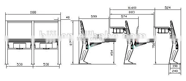 Plywood School Furniture Classroom College Desk and Chair TC-951-1-V for Student photo-3