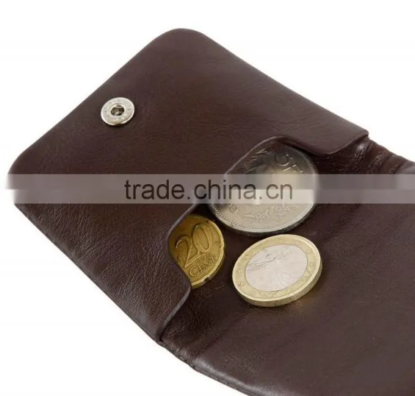 Black Soft Calf Leather Pocket Coin Holder Coin Case Coin Pouch photo-3