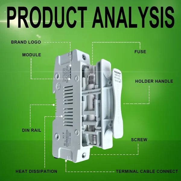 NSPV-63T Solar System Combiner Box Protective Device DC 1500V Fuse Holder With Fuse 50A photo-2