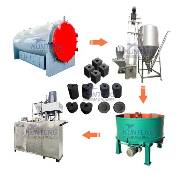 Charcoal Briquettes Making Machine Wood Coconut Shell Carbonization Smash Briquetting Machinery Line EPC