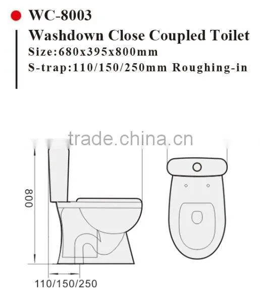 WC-8003 Washdown Two-piece Toilet With Soft Closing Cover Ramp Down Closer, Water Closet Toilet Bowl photo-2