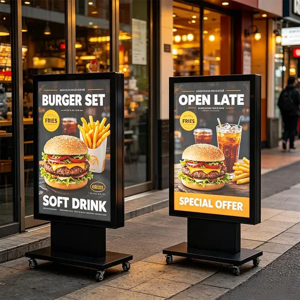 Custom Sheet‑Metal Freestanding Outdoor Menu Light Box | Restaurant Illuminated Sign | ADE Lightbox