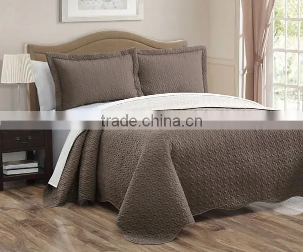 3Pcs Solid Microfiber Bedspread Set