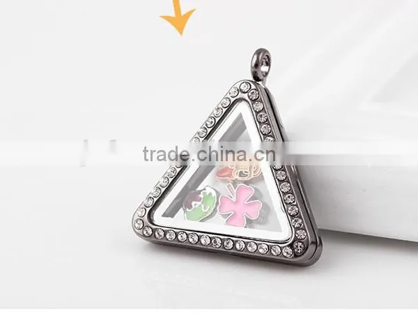 High Grade Alloy Living Floating Glass Magnetic Triangle Locket Pendant Wholesale China photo-5