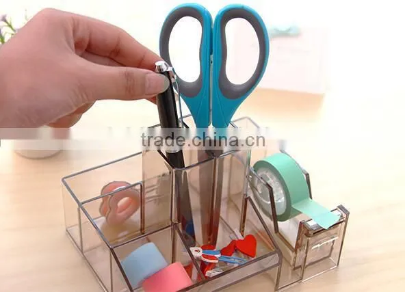 Acrylic Multifunction Pen Case Hot Sell Design Desk Storage Case Office Acrylic Stationery Set Factory photo-6