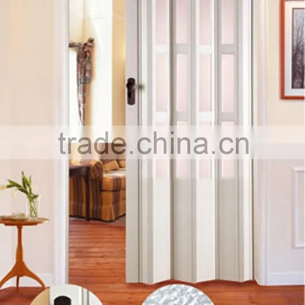 PVC Folding Door, Plastic Accordion Door ,sliding Door Decorating of Symphony White Glass photo-5