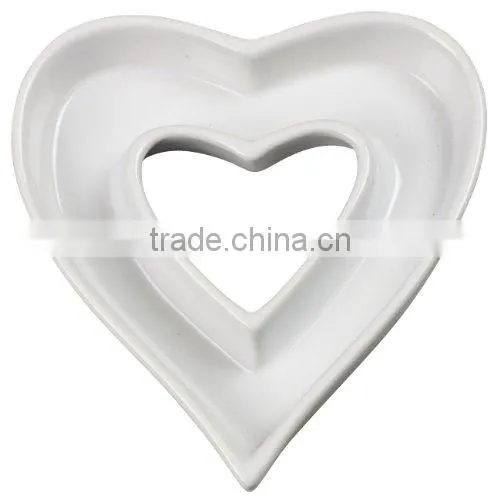 Heart Shape White Ceramic Letter Dish