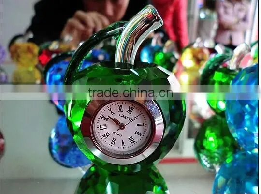 New Artificial K9 wedding favors crystal apple with clock/watch