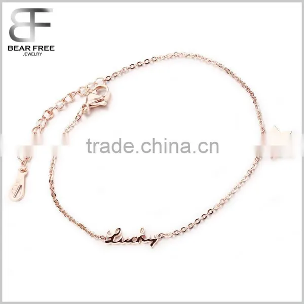Fashion Jewellery Stainless Steel Rose Gold Plated Womens Ankle Star Pendant Lucky Ankle Foot Chain