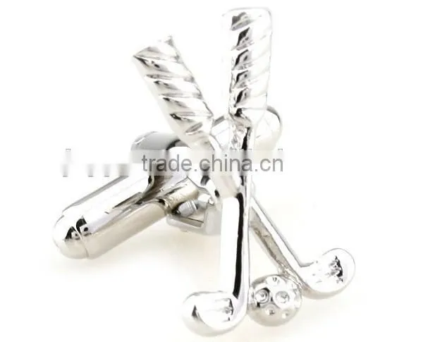Golf Cufflinks, Sport Cufflinks, Rhodium Cufflinks