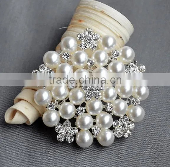 Rhinestone Button Brooch Embellishment Pearl Crystal Wedding Brooch Bouquet Cake Hair Comb Clip Large Assorted Decoration photo-6