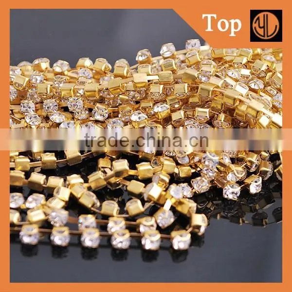 Bright Rhinestone Chain Trim Brass Cup Chain for Garment Accesories photo-5