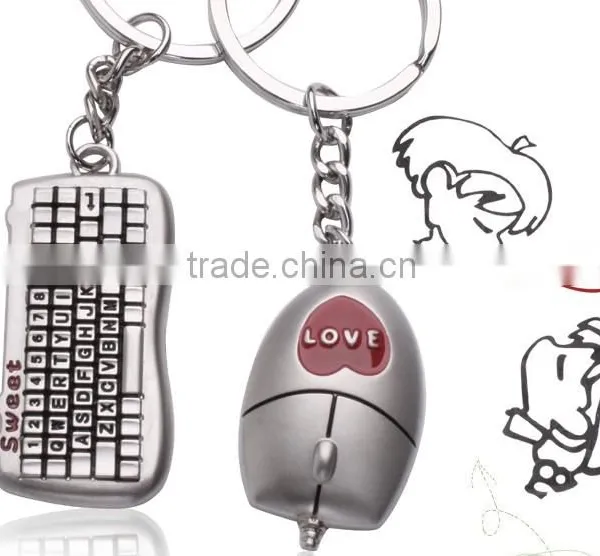 1 Pair Keyboard Mouse pendant Keychain Key chain Ring for Couple Lover Gift