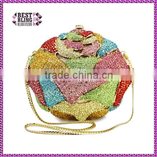 Colorful Floral Shape Clutch Evening Bag Rhinestone Evening Clutch Bags Ladies Purse (8764A-C2)