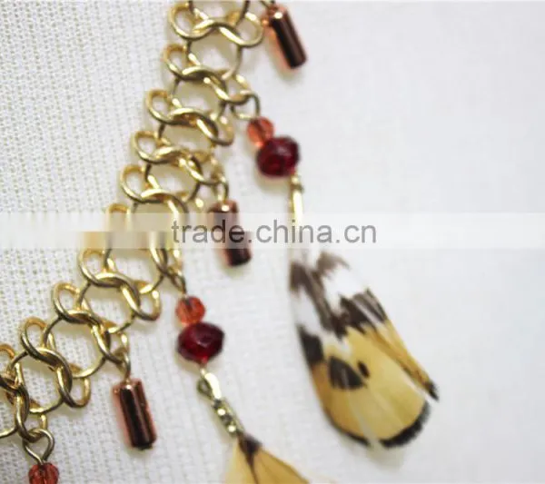 Newest Gold Feather Pendant Necklace Short Chain Rose-gold Charm Connected Necklace 2016 Fashion Style Wholesale photo-4