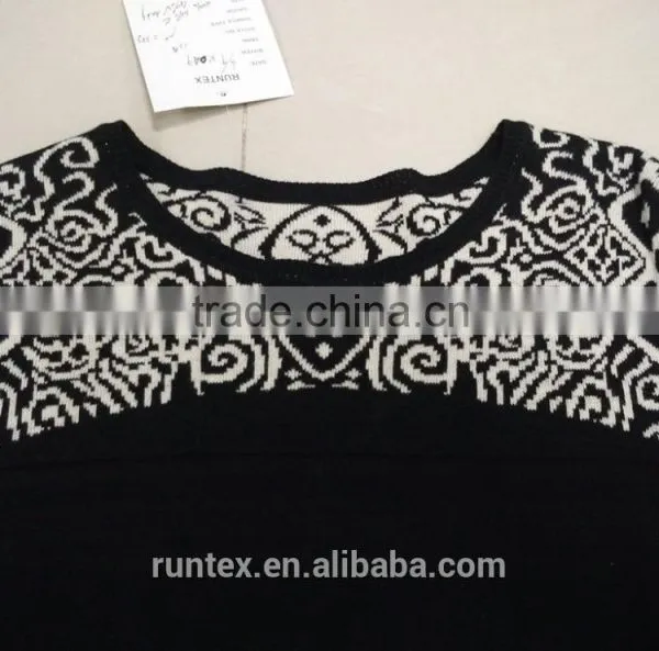 Ladies' Knitwear With Jacquard at Top and Stripes in Body photo-2