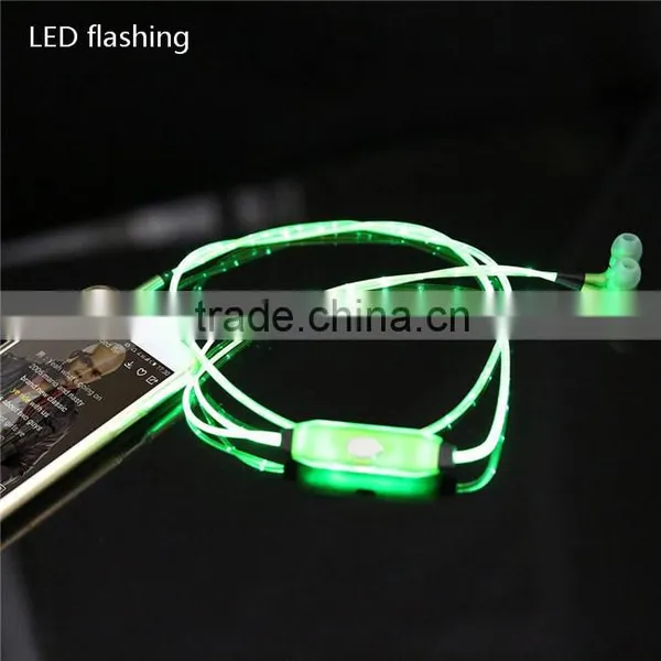 New Products 2016 LED In-ear Headphones Earphone With Line Remote and Mic,EL Earphone With Line,mobile Phone Earphone photo-5