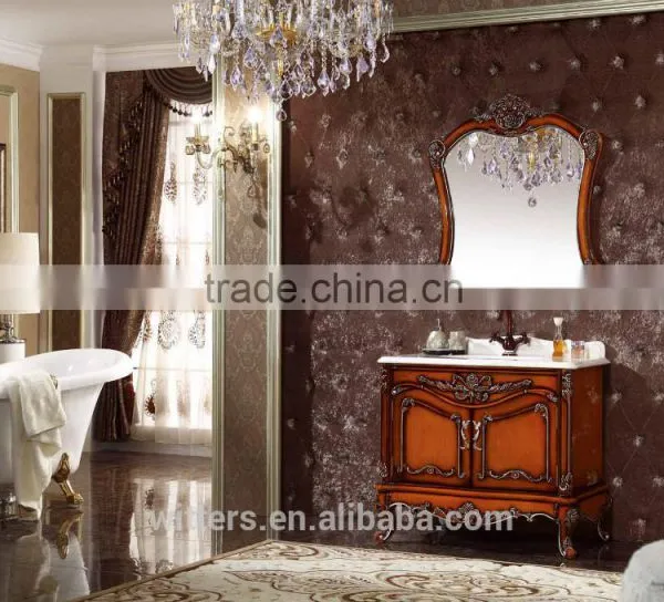 Luxury Royal Living Room Furniture Classic Solid Wood Bathroom Vanity Kit With Basin Sink and Faucet WTS802 photo-4
