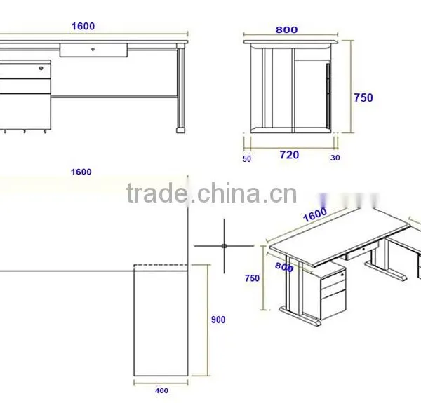 Classic Style Steel L Shaped Computer Desk for Office Use photo-2