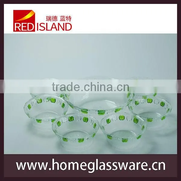 7pcs/set Glass Salad Bowl With Hand Painted photo-6