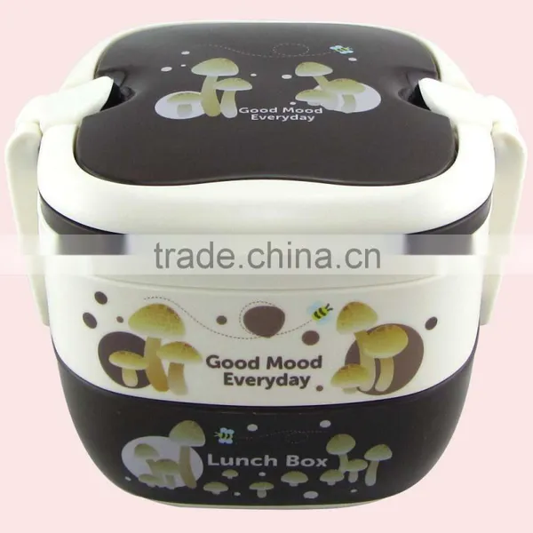 Square Shape Double Layers Plastic Disposable Storage Lunch Box With Lock photo-3