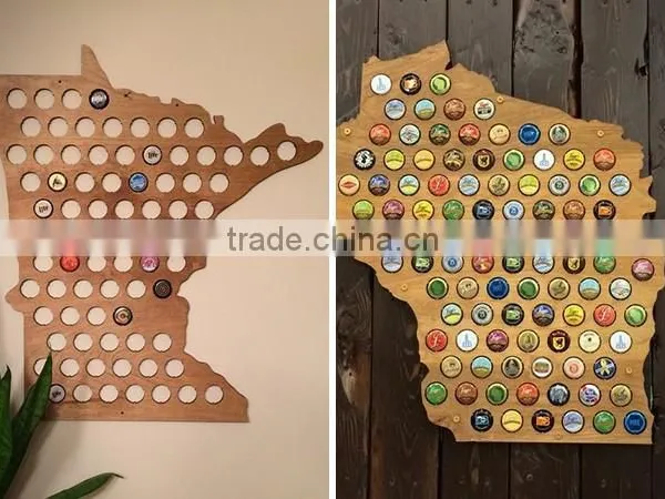Hot Selling Beer Cap Maps Bottle Beer Soda Pop Wood Cap Organizer photo-2