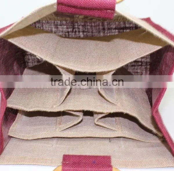 Factory Custom Cheap Six Bottle Jute Wine Bag photo-5