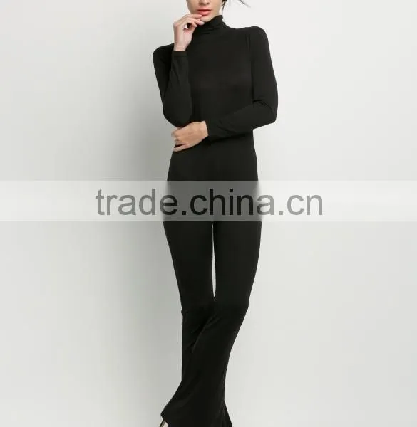 Wholesale Fashion Women Long Sleeve High Neck Bodycon Casual Jumpsuit Romper Cheap Cotton Workwear Adult Customized Overalls photo-4