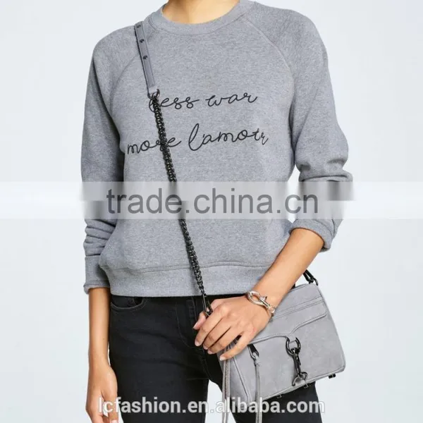 Sweatshirt Woman 2017 Crewneck Long Sleeve Grey Women Tops for Spring ,autumn photo-3