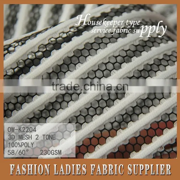 New Popular High Quality 100 Percent Polyester Knit Mesh Embroidery Two Tones Fabric photo-3
