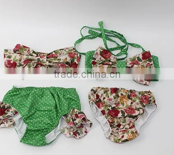 Greenery Baby Summer Seaside Floral Sling Bowknot Swimsuit for 2017 Cute Lovely Chic Wholesale photo-3