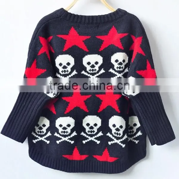 Latest Design Skull Pattern Girls Knitted Pullover Sweater photo-2