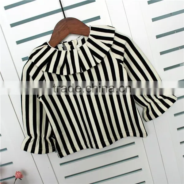 1-5 Years Wholesale 2017 New Girls Striped Shirt Autumn Long Sleeve Fashion Cotton Ruffle Girls Blouses photo-2