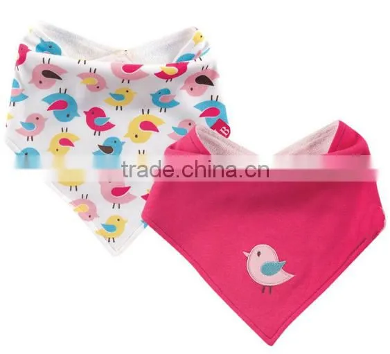 China Cute Baby Gift Applique Cotton Custom Absorbent Dribbler Wholesale Bandana Baby Bibs photo-4