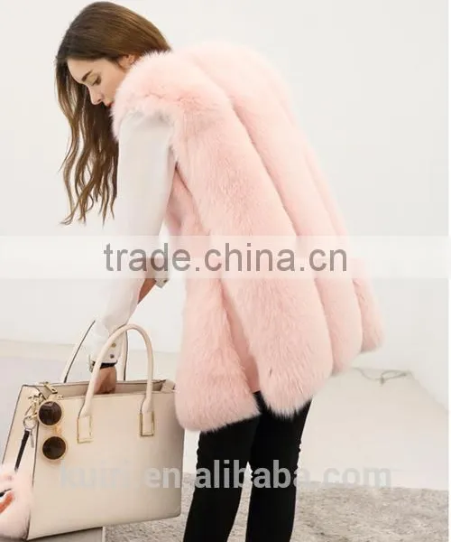 2017 New Faux Fox Fur Vest Coat Sleeveless Thick Warm Solid Regular Fashion Fur Vest For Female Winter Waistcoat Fpc- 466 photo-5