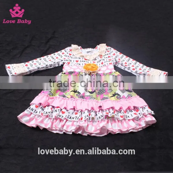 2016 Newest Letter I Love Santa Multi Layered Flower Girl Dress Top With Big Minky Polka Dots Icing Pants Wholesale LBYTZ001-57 photo-5