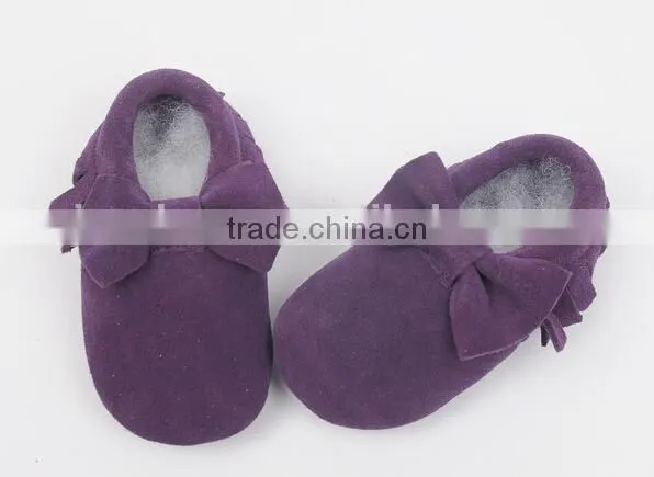 Classic Design 100% Suede Baby Moccasins With Bow, Bow Moccains for Baby photo-2