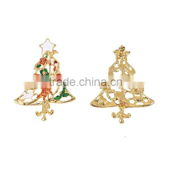 Pin Brooches Christmas Tree Gold Plated Red & Green Enamel Christmas Brooch photo-3
