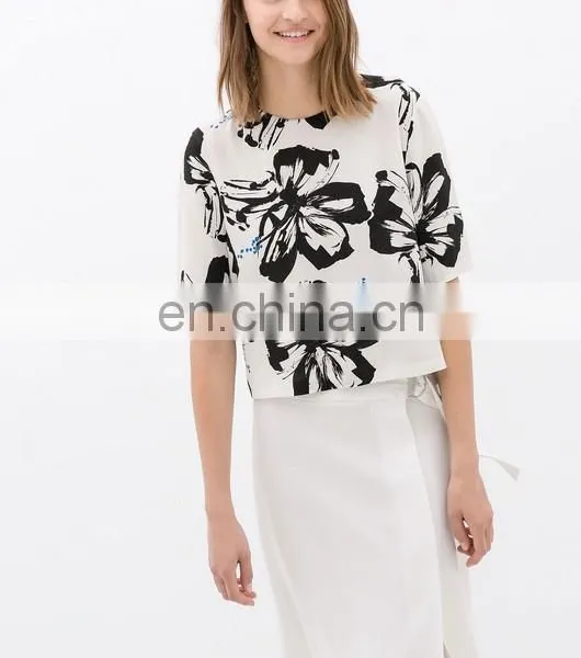 China Clothing Hot Sell Latest Design Short Style Elegant Women Chiffon Blouses