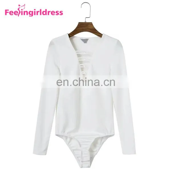 Ladies Long Sleeves White Knitting Swear Bodysuit Women Jumpsuits And Rompers photo-5